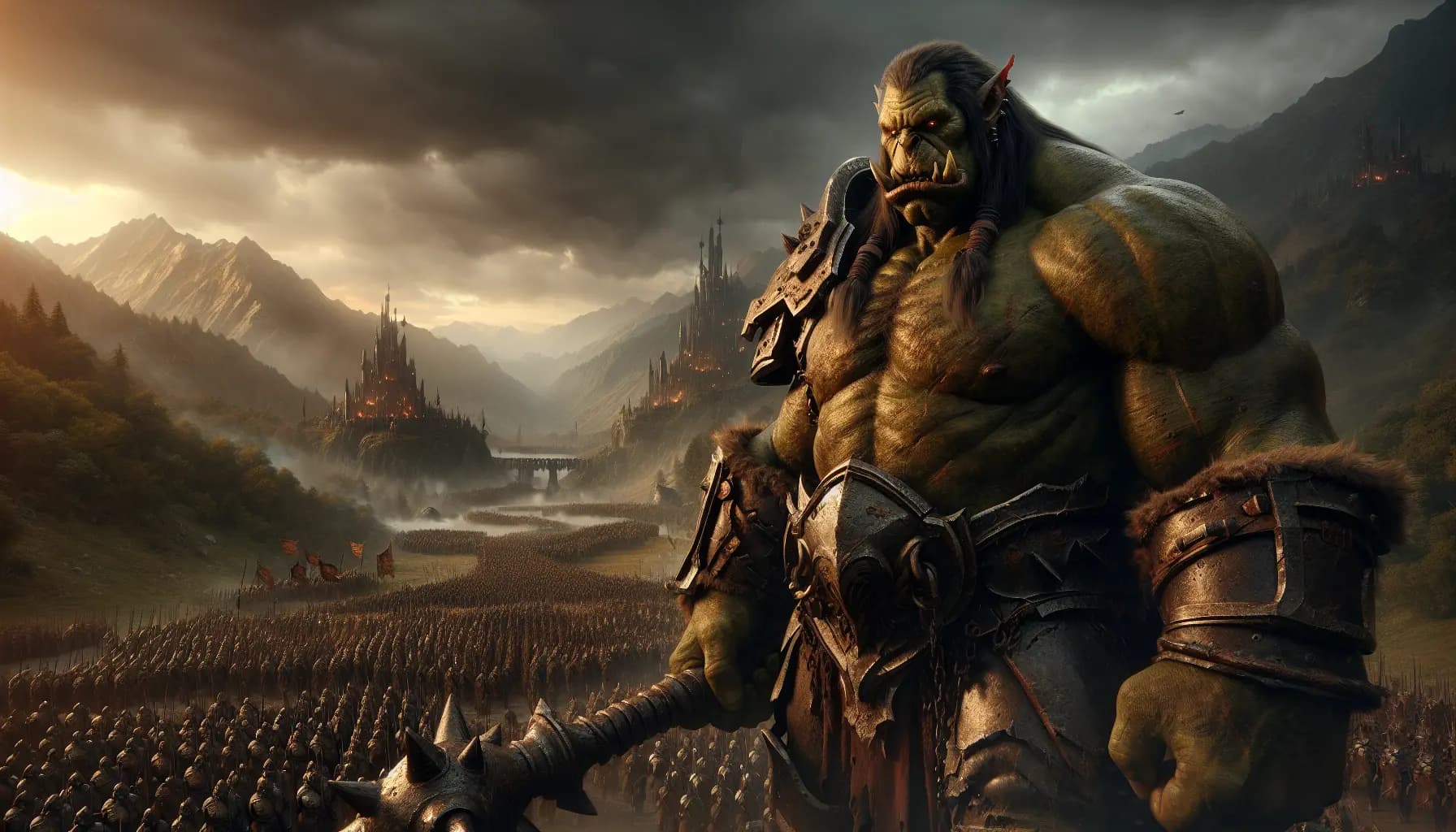 Orc leading an army story scene